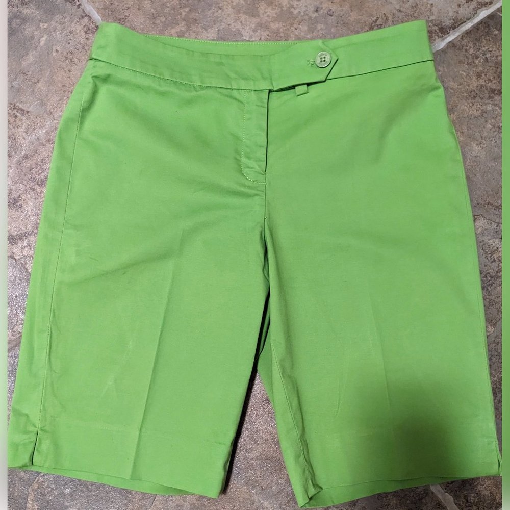 Jones New York/NY Bright Green Preppy Bermuda Shorts, 6P (Petite)